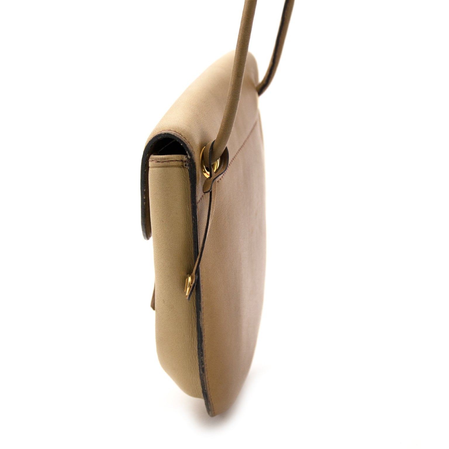 koop veilig online tegen de beste prijs Delvaux Vintage Nude Toile De Cuir Crossbody Bag