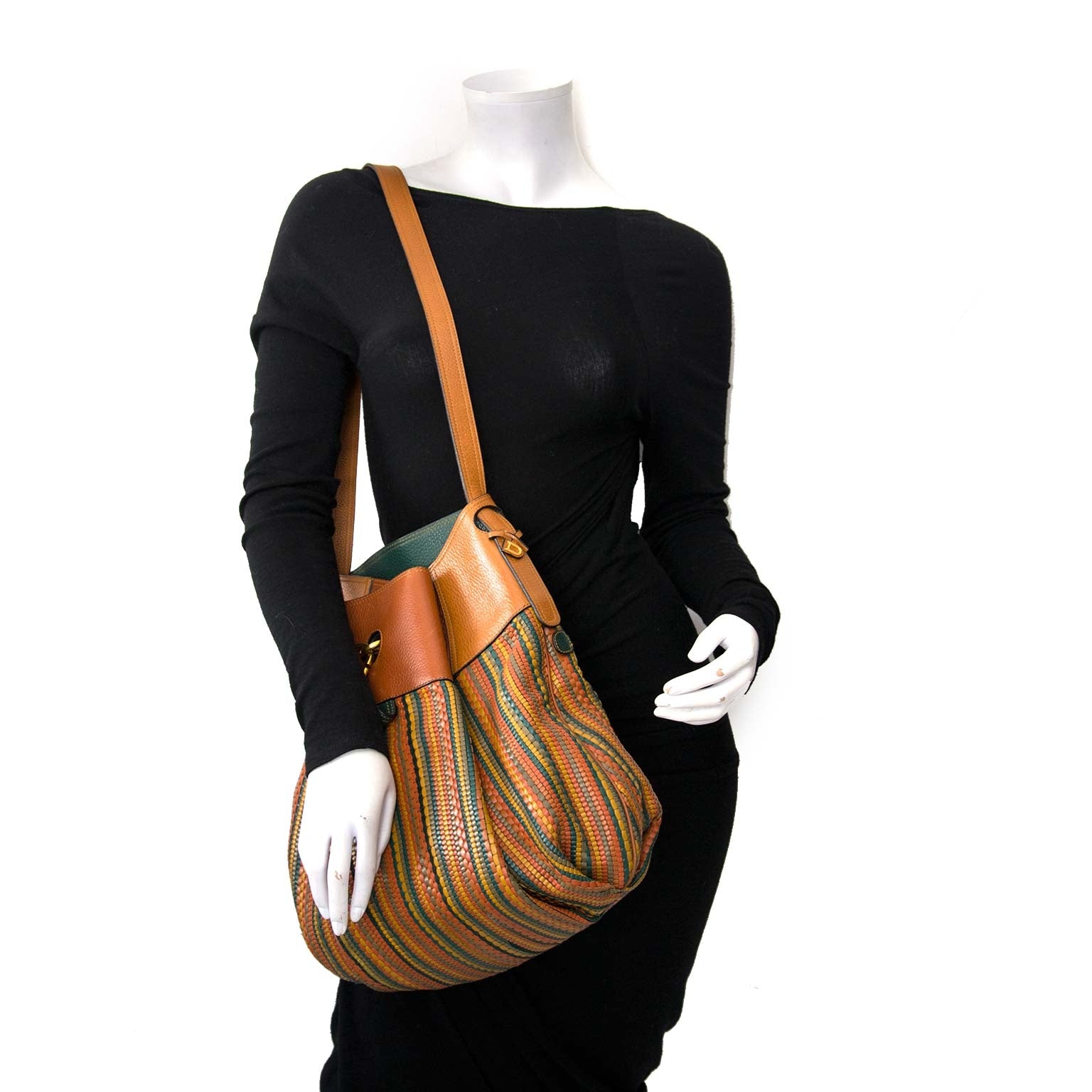 koop veilig online Delvaux Orange Toile de Cuir Faust