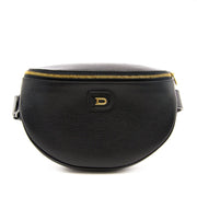 Black leather Delvaux Musette Belt Bag for the best price of 2016 online on Labellov Antwerp