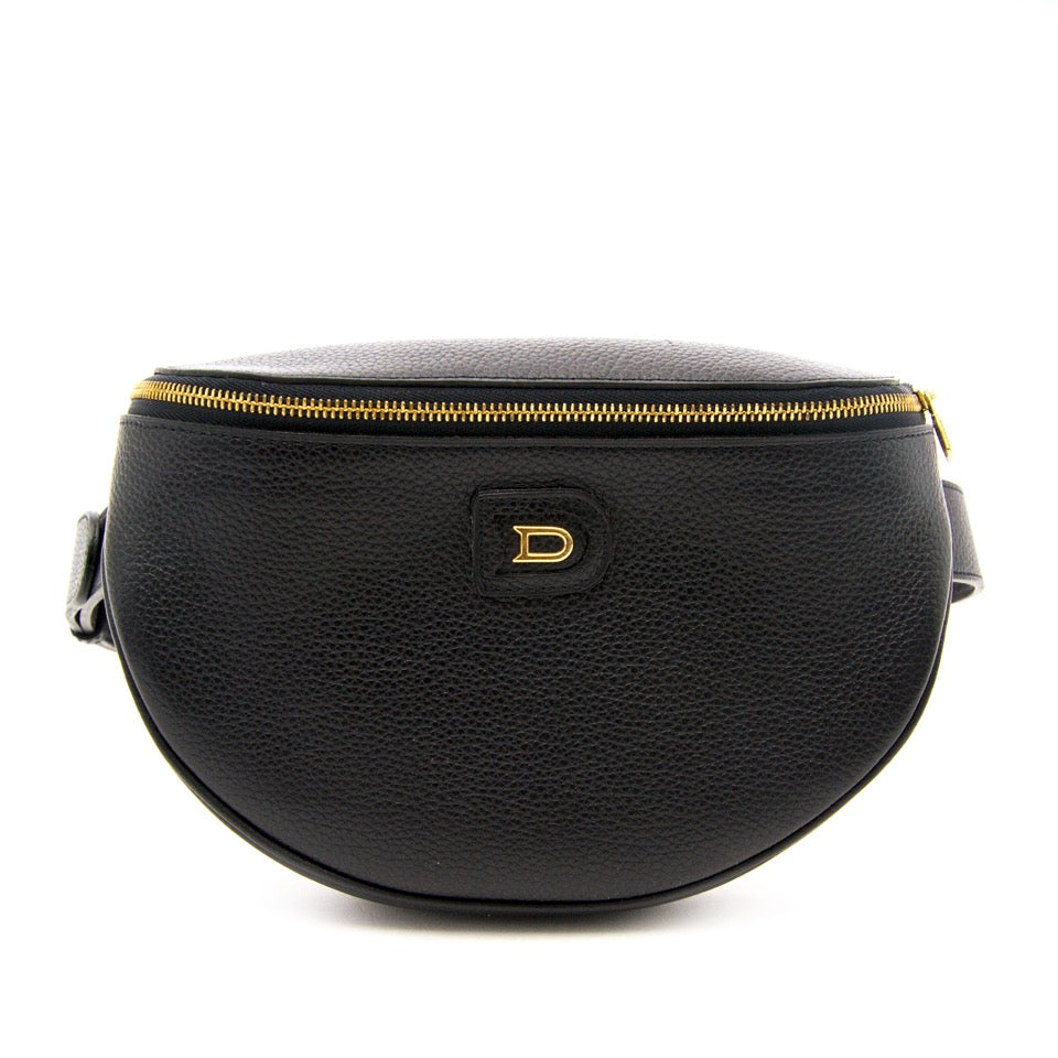Black leather Delvaux Musette Belt Bag for the best price of 2016 online on Labellov Antwerp