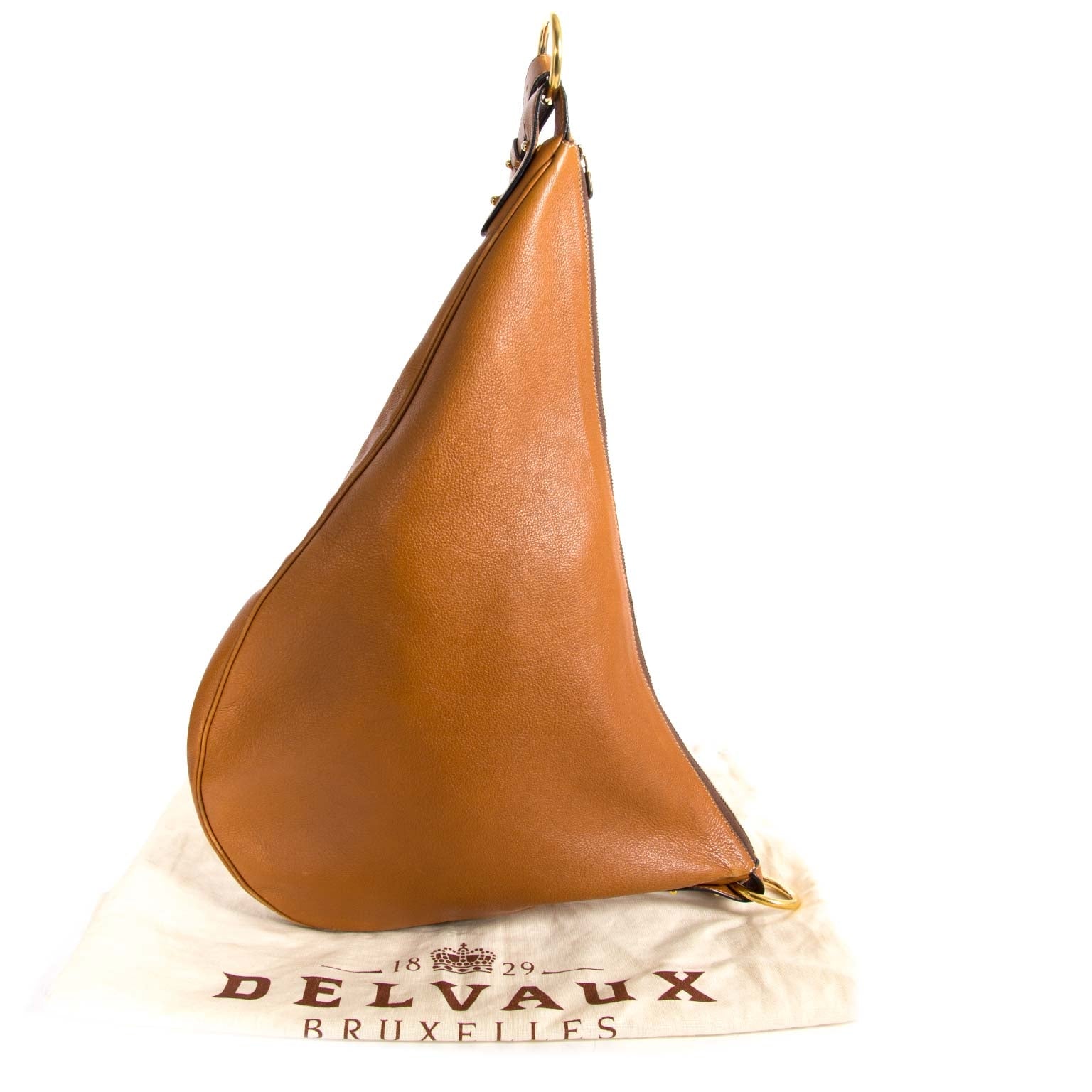 Delvaux Brown Leather Hobo Bag now for sale at labellov vintage fashion webshop belgium
