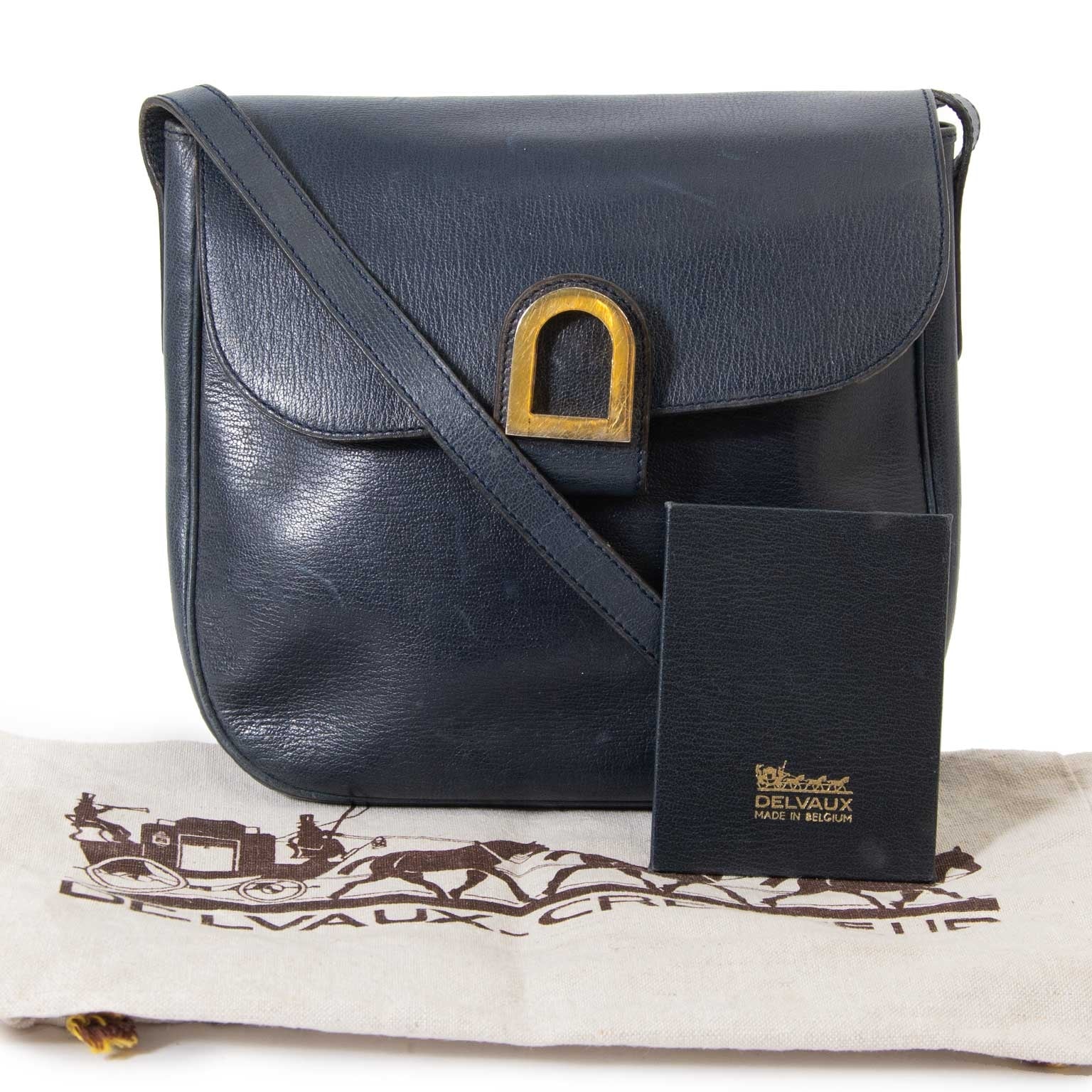 delvaux dark blue crossbody bag now for sale at labellov vintage fashion webshop belgium
