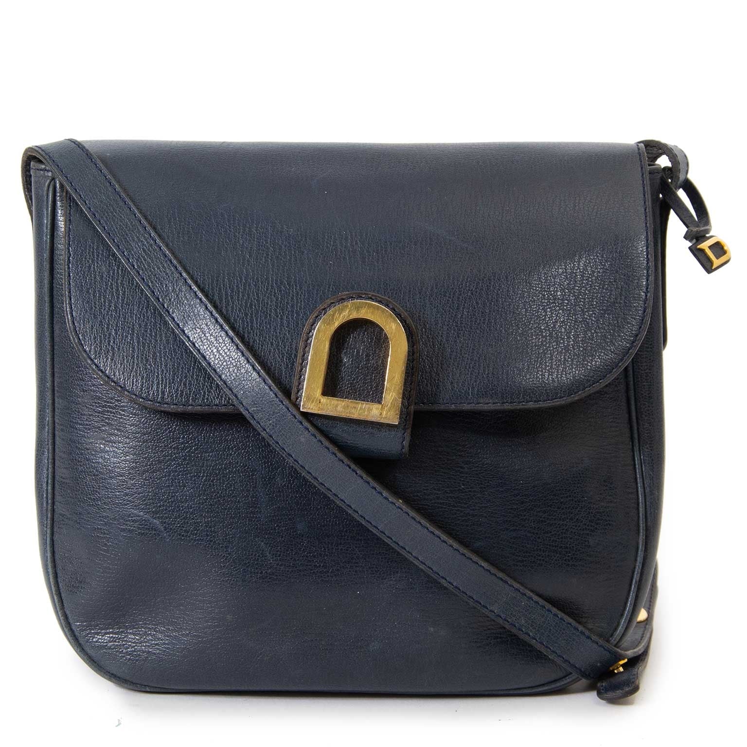 delvaux dark blue crossbody bag now for sale at labellov vintage fashion webshop belgium