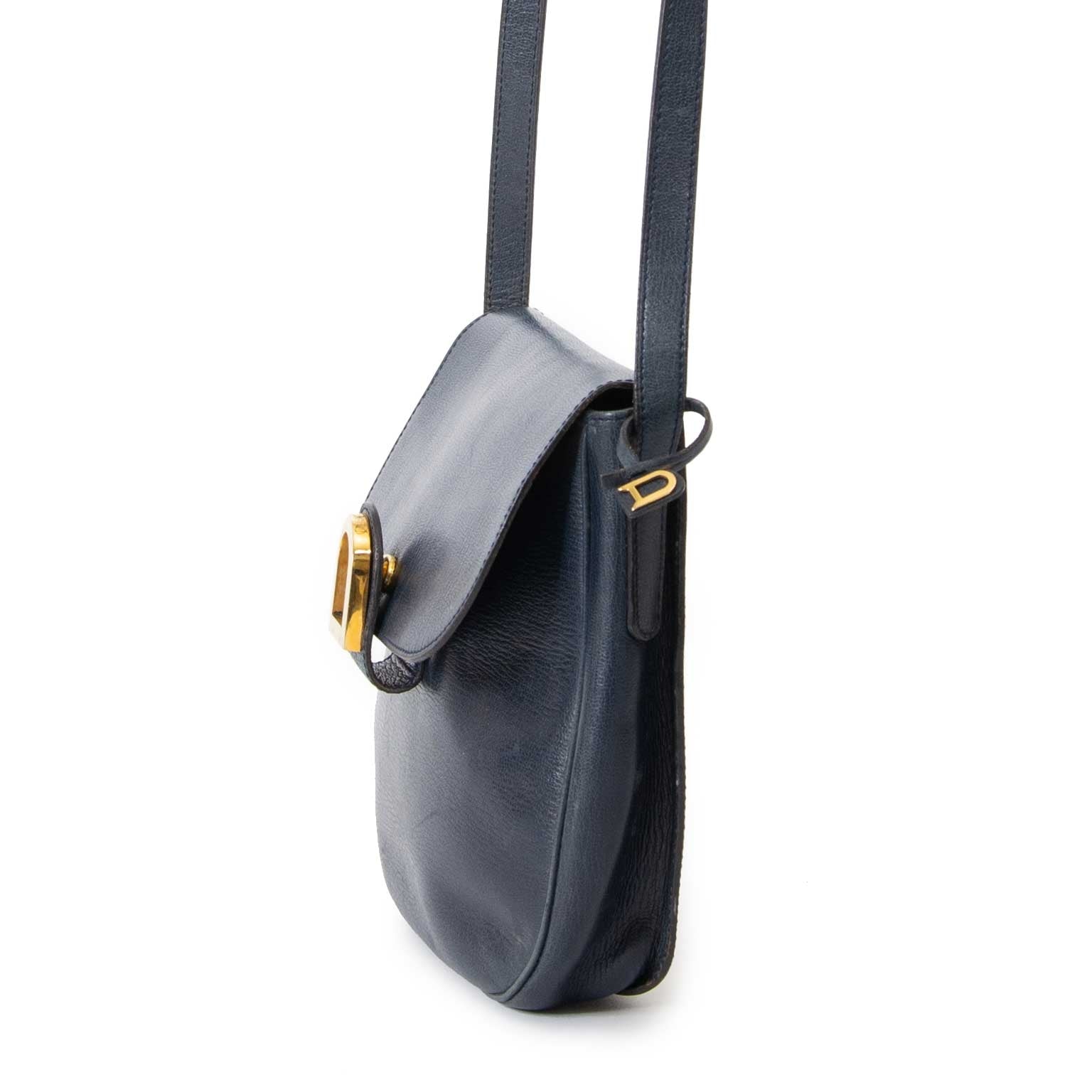 delvaux dark blue crossbody bag now for sale at labellov vintage fashion webshop belgium