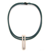 Delvaux Turquoise D Leather Necklace