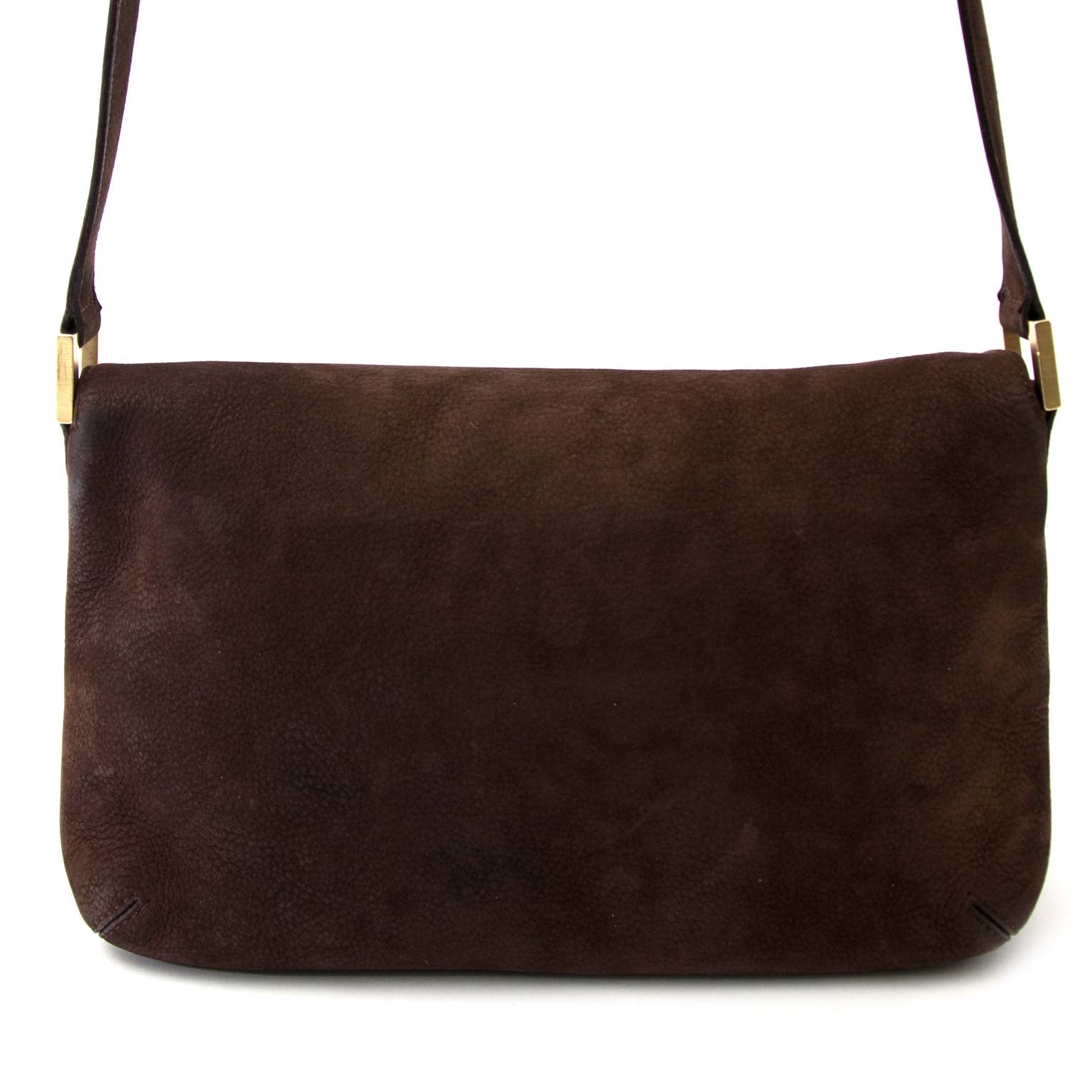 acheter en ligne chez labellov.com pour le meilleur prix Delvaux brun cuir nubuck sac a epole