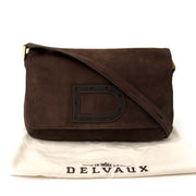 buy safe and secure online at labellov.com Delvaux dark brown nubuck leather crossbody bag for the best price
