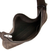 koop veilig online teweedehands Delvaux Nubuck Brown Shoulder Bag