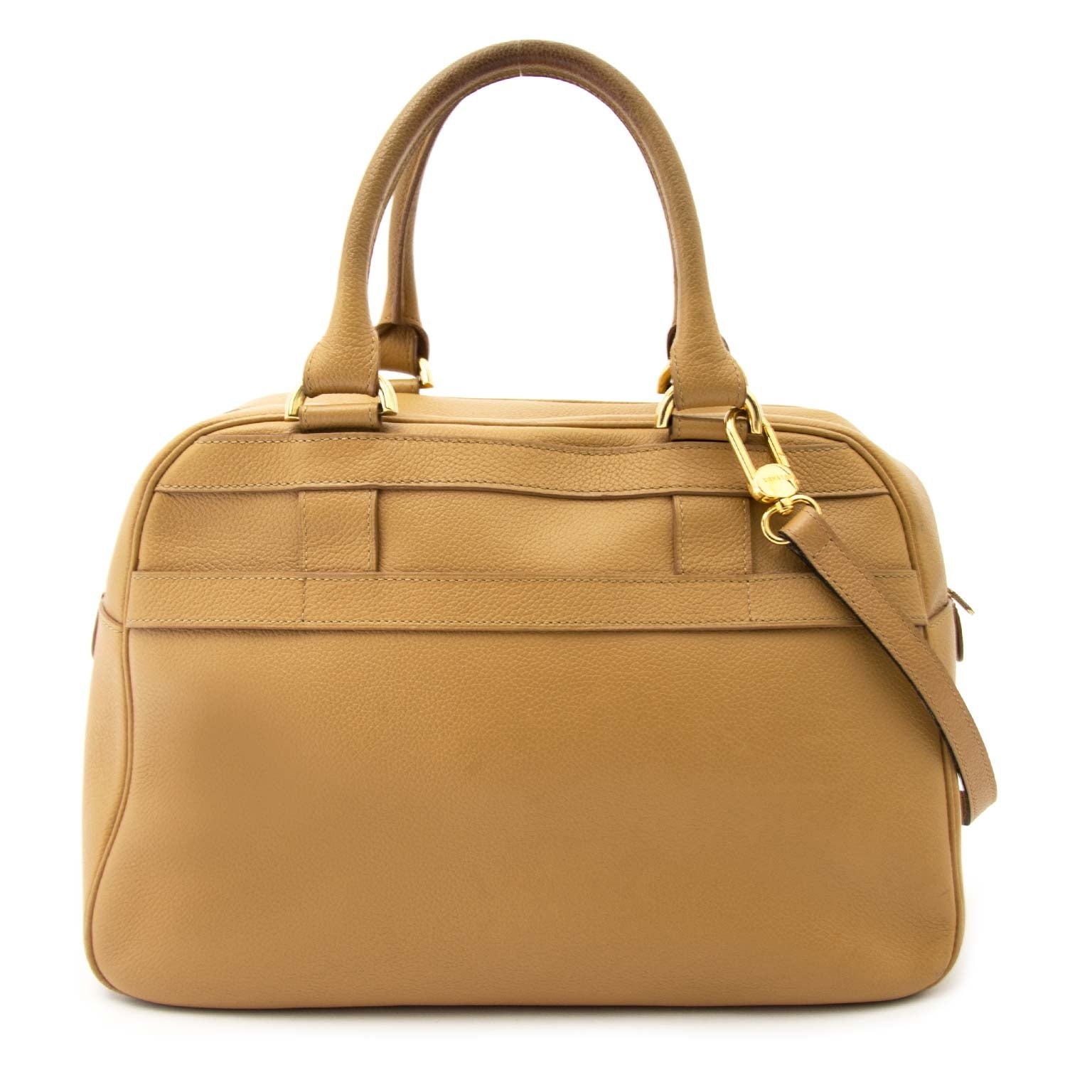 Delvaux Tan Leather Bowling Bag