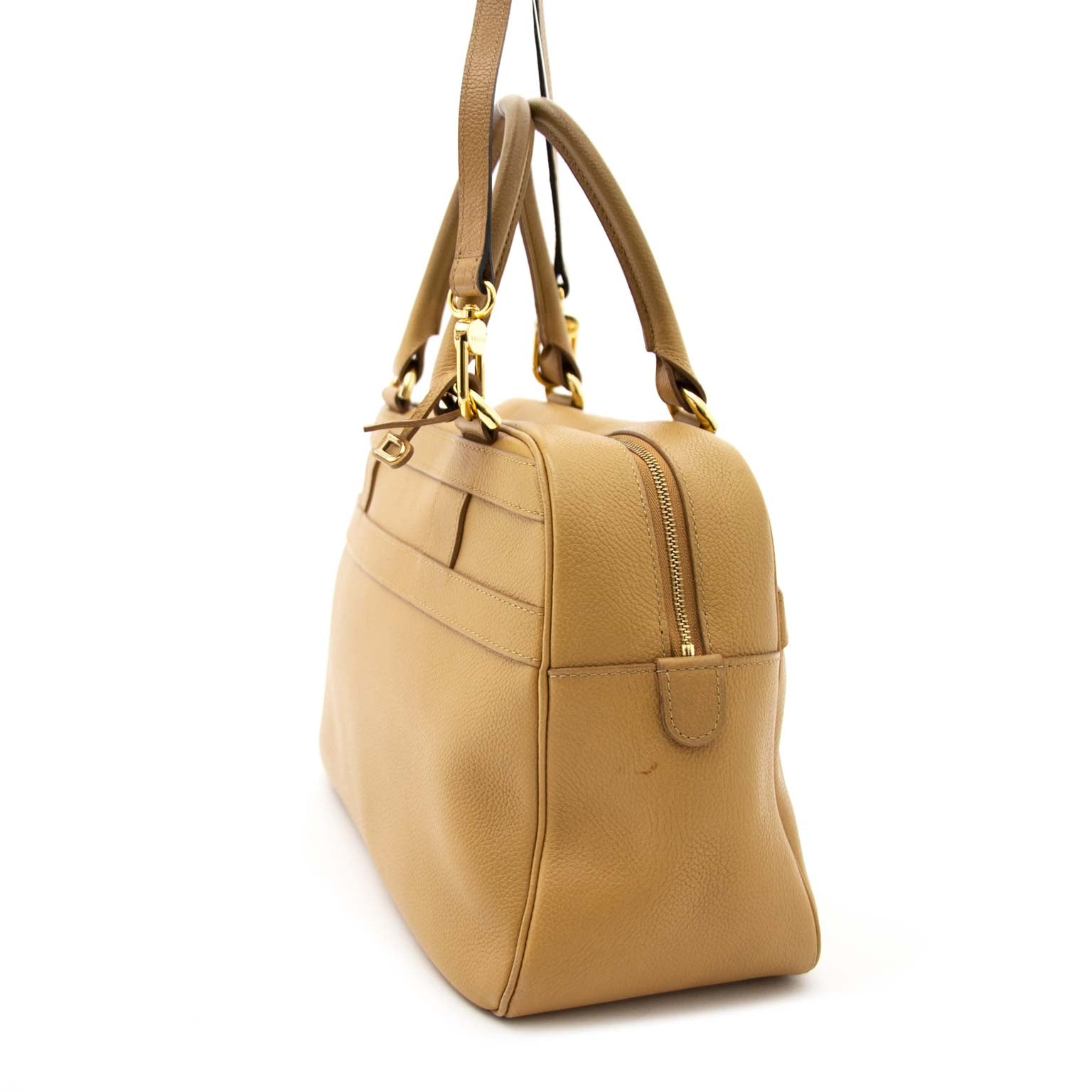 Delvaux Tan Leather Bowling Bag