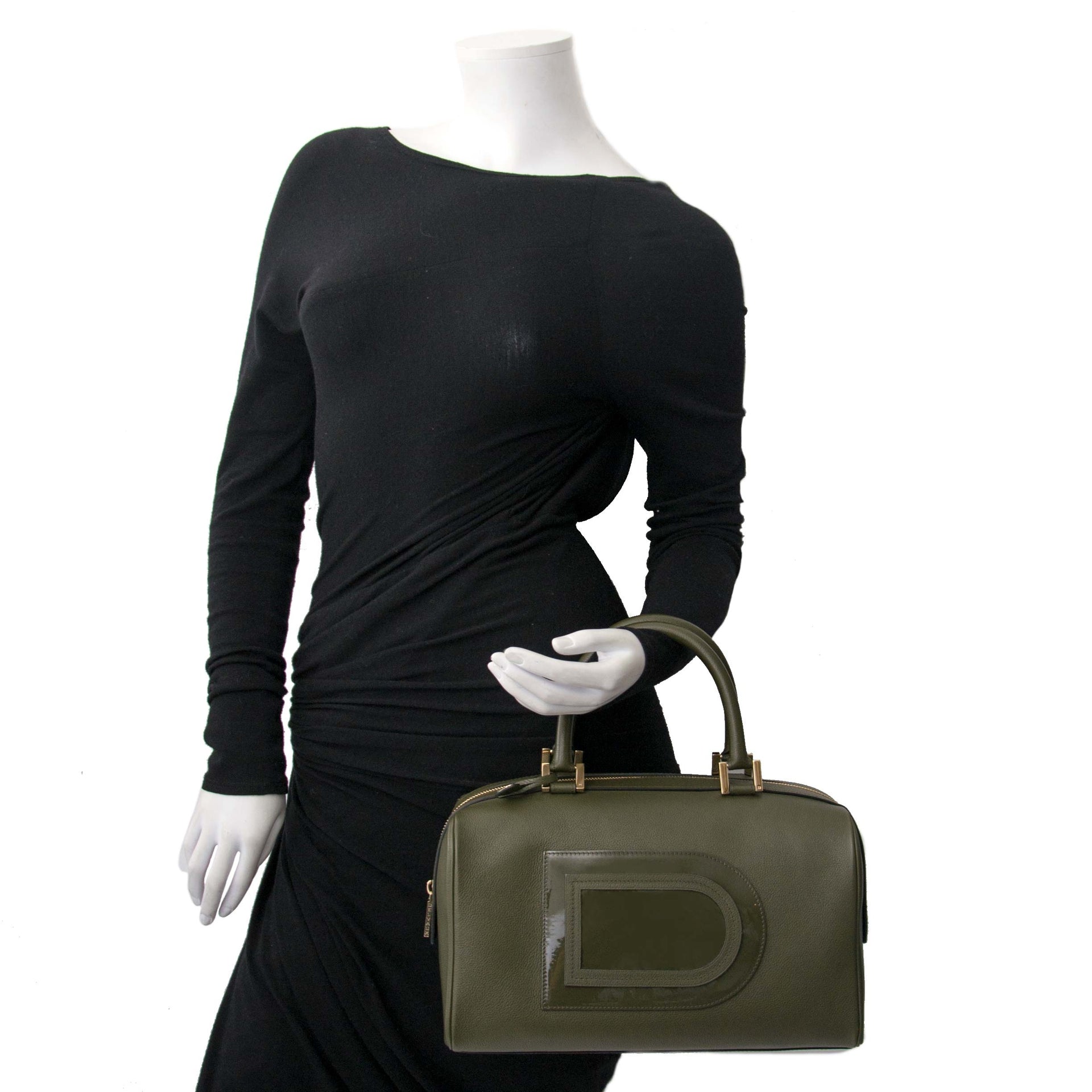 Delvaux Louise Boston Allure PM Olive Green for sale online at Labellov secondhand luxury in Antwerp