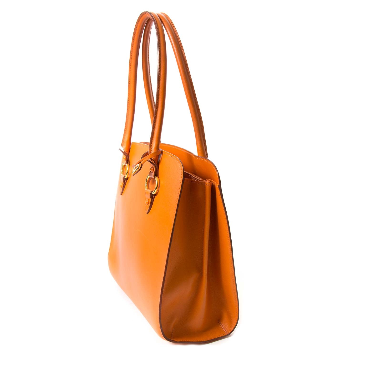 delvaux orange top handle bag now for sale at labellov vintage fashion webshop belgium