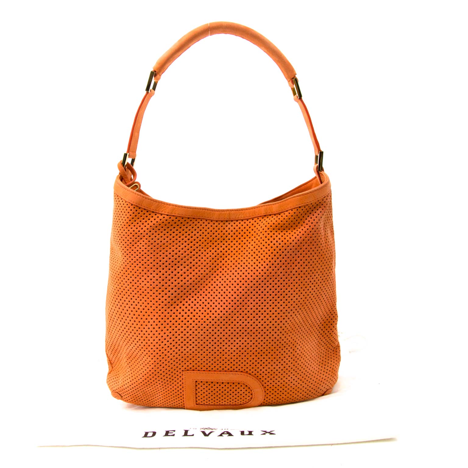 Delvaux Le Louise Orange Nubuck Shoulder Bag