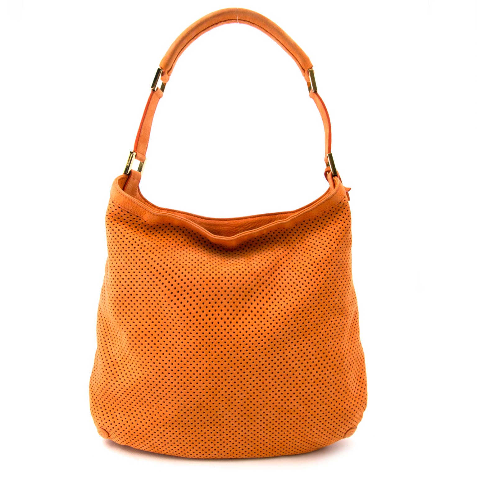 Delvaux Le Louise Orange Nubuck Shoulder Bag