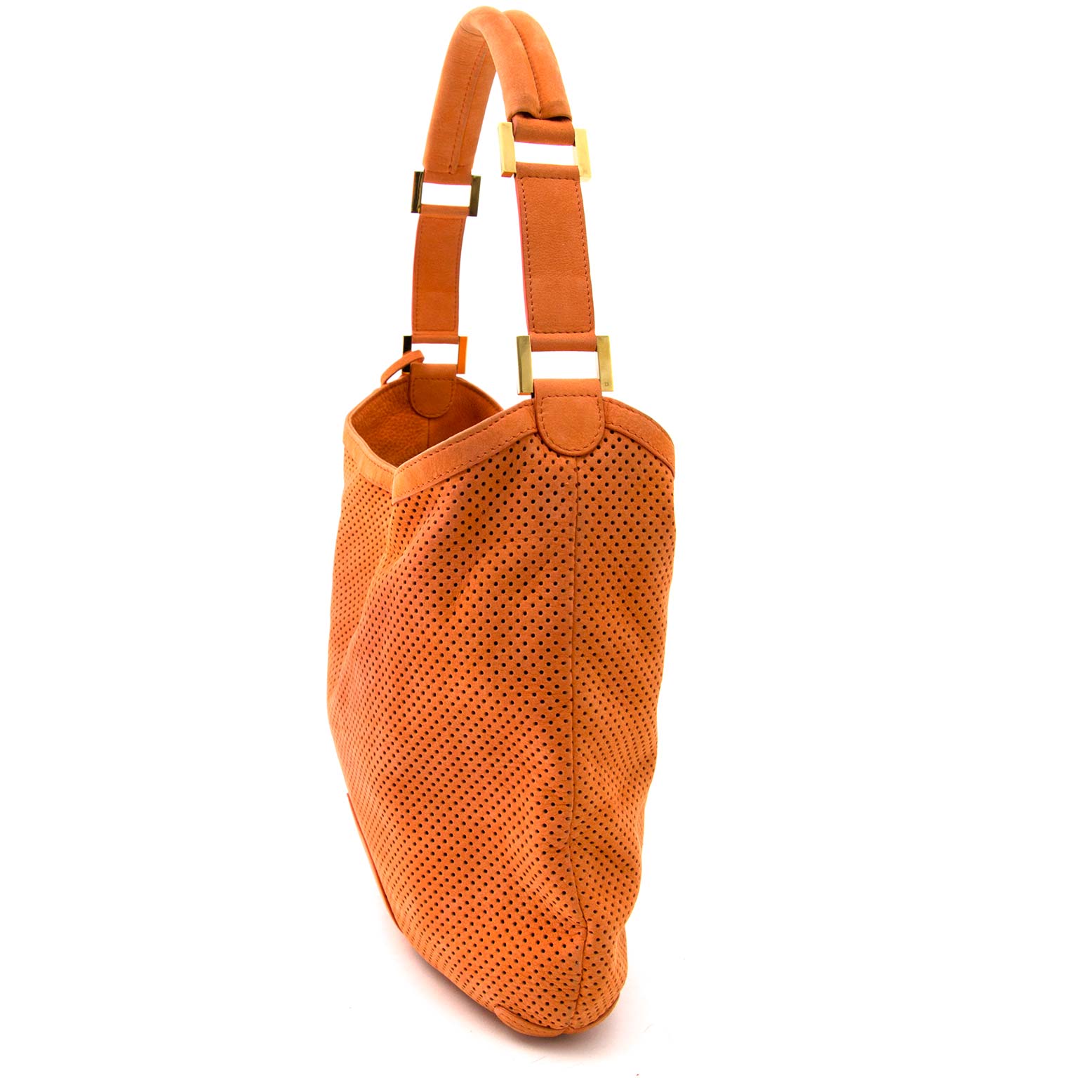 Delvaux Le Louise Orange Nubuck Shoulder Bag