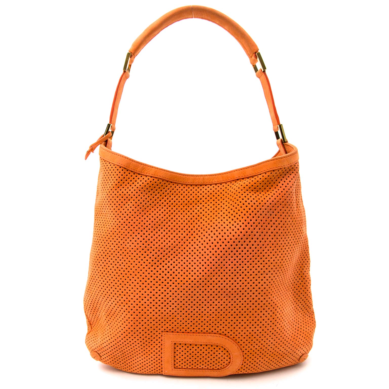 Delvaux Le Louise Orange Nubuck Shoulder Bag