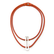 Delvaux Orange Leather D Necklace te koop online