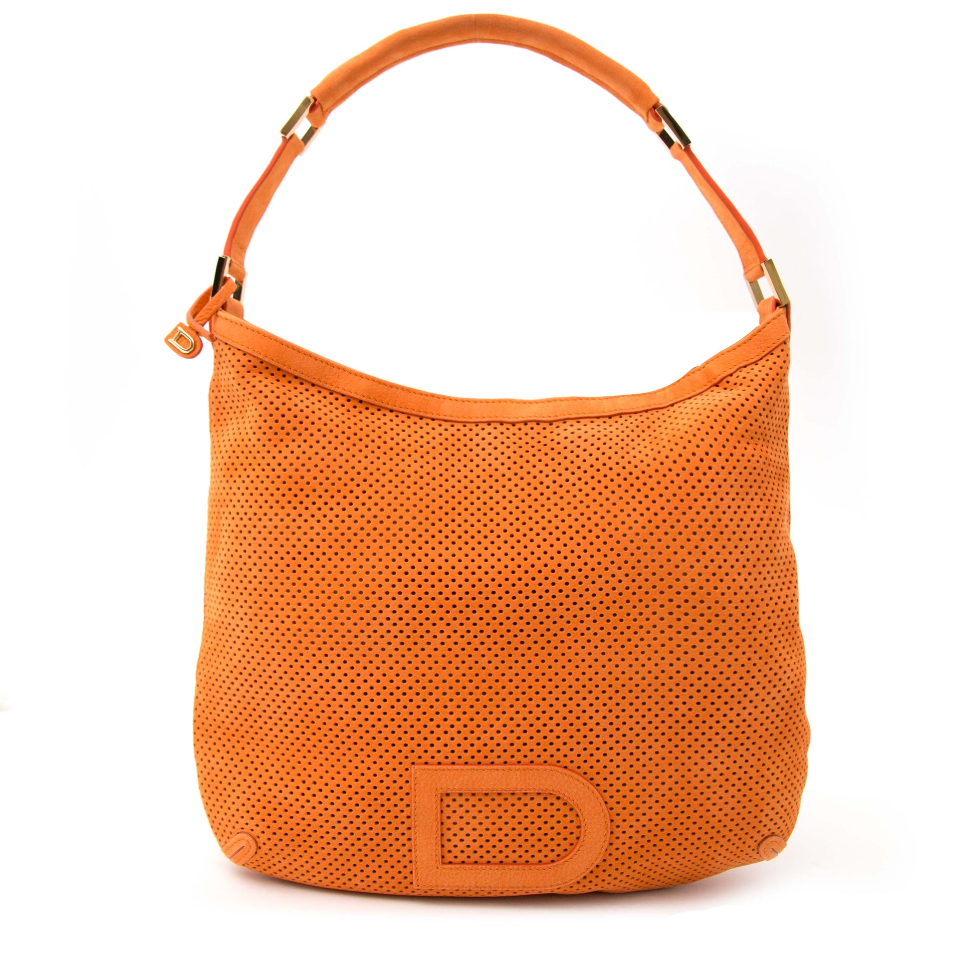 Delvaux Louise Perforated Suede Orange