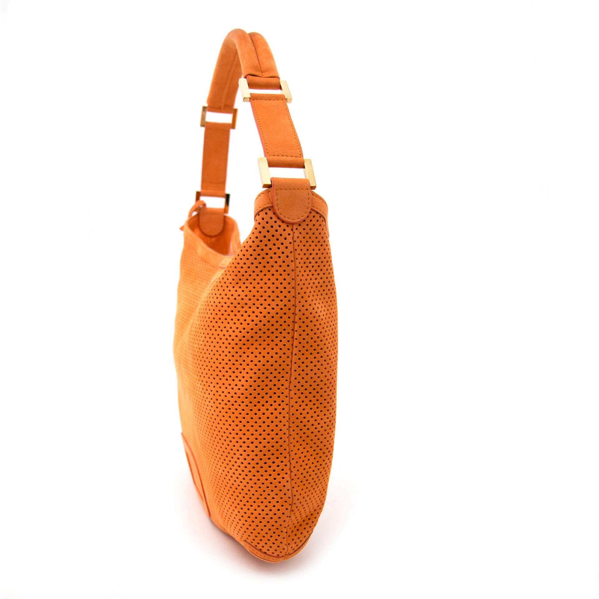 Delvaux Louise Perforated Suede Orange