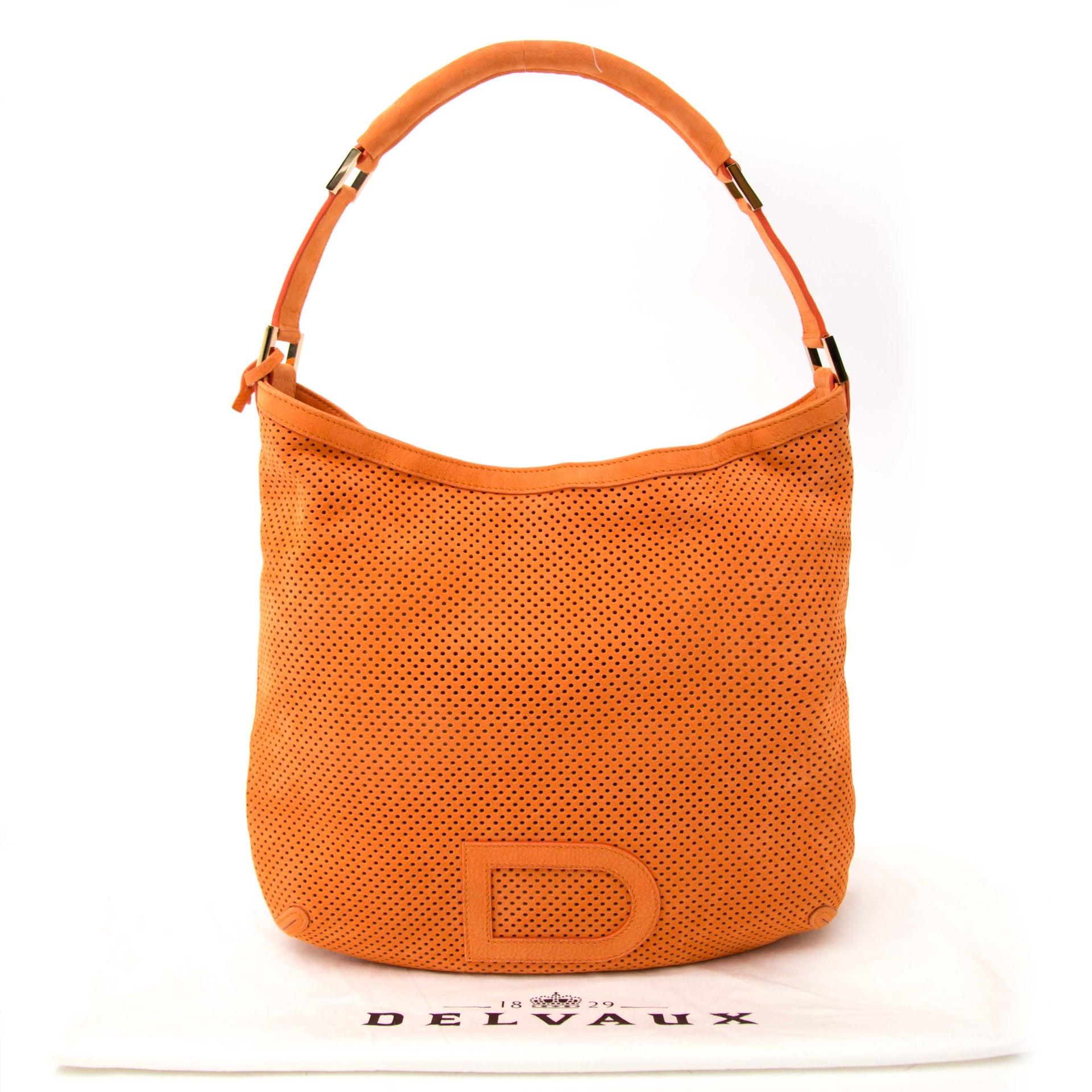 Delvaux Louise Perforated Suede Orange