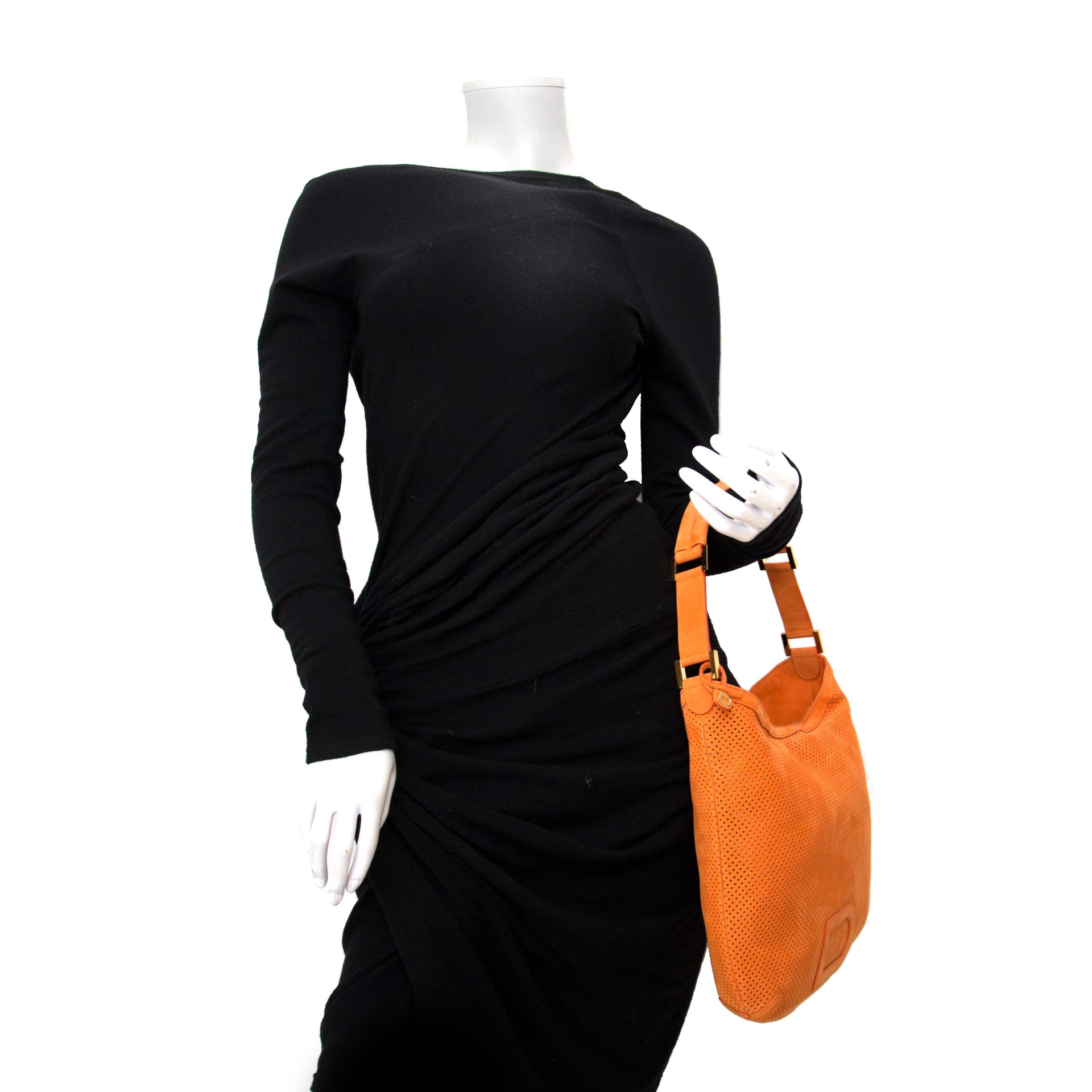Delvaux Louise Perforated Suede Orange
