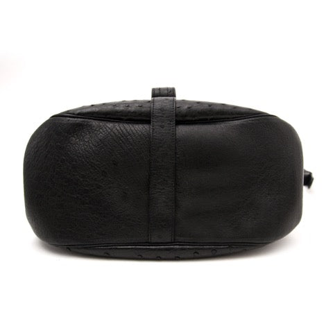 Achetez maintenant le Delvaux Black Ostrich 'Cerceau' Bag en ligne www.labellov.com, seconde main et luxe vintage.