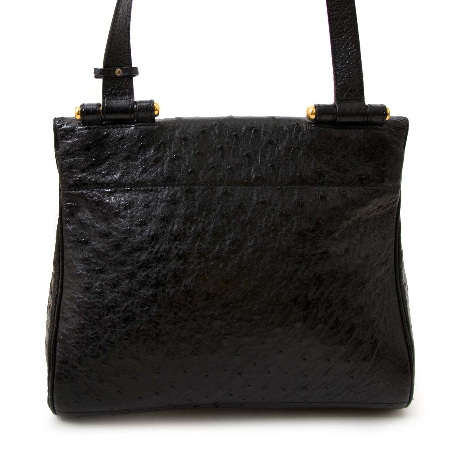 delvaux black ostrich chablis shoulder bag now for sale at labellov vintage fashion webshop belgium