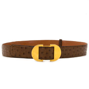 Delvaux Brown Ostrich Double D Belt for the best price at Labellov secondhand luxury in Antwerp