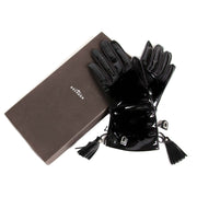 delvaux black leather vernis gloves now for sale at labellov vintage fashion webshop belgium