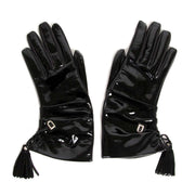 delvaux black leather vernis gloves now for sale at labellov vintage fashion webshop belgium