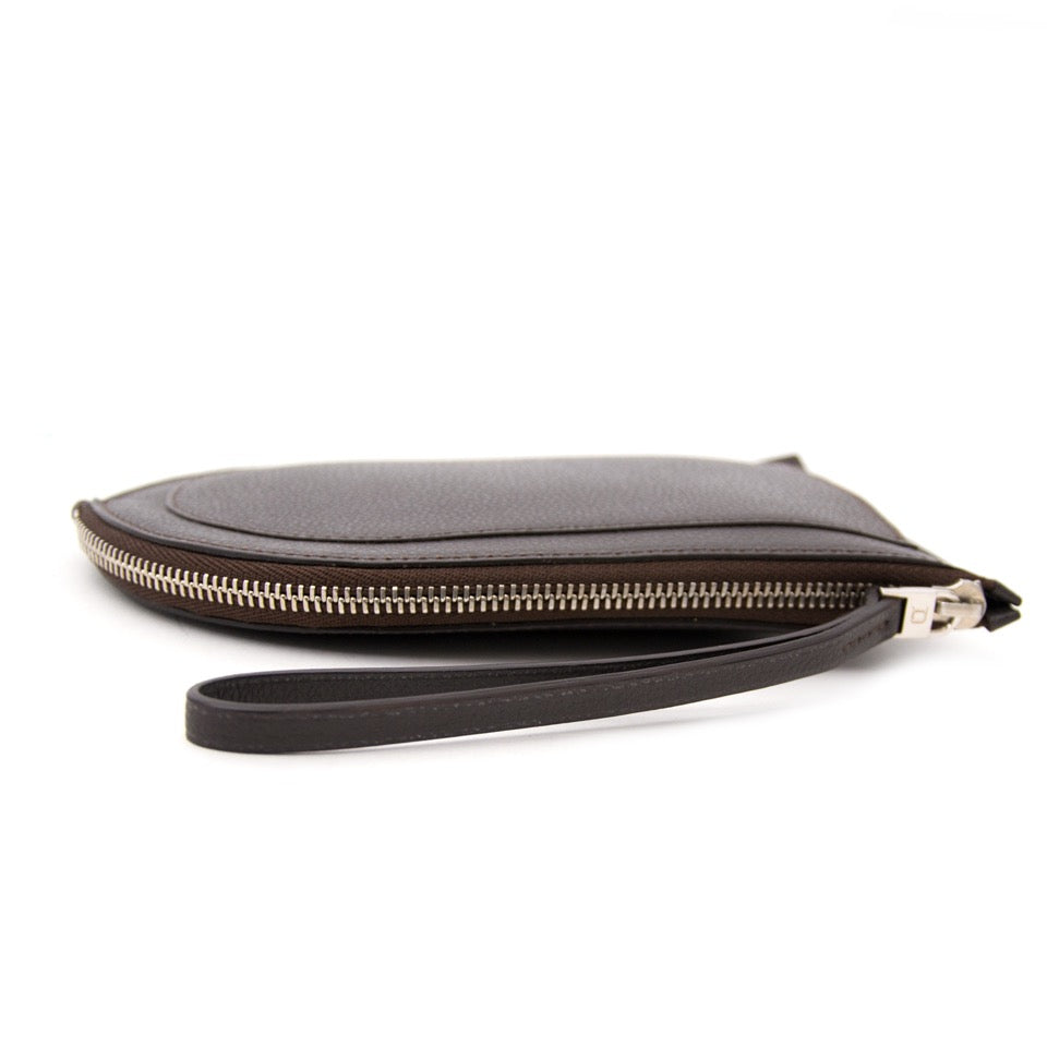 Buy now safe and secure Delvaux Dark Brown Pochette Jumping Caf on www.labellov.com