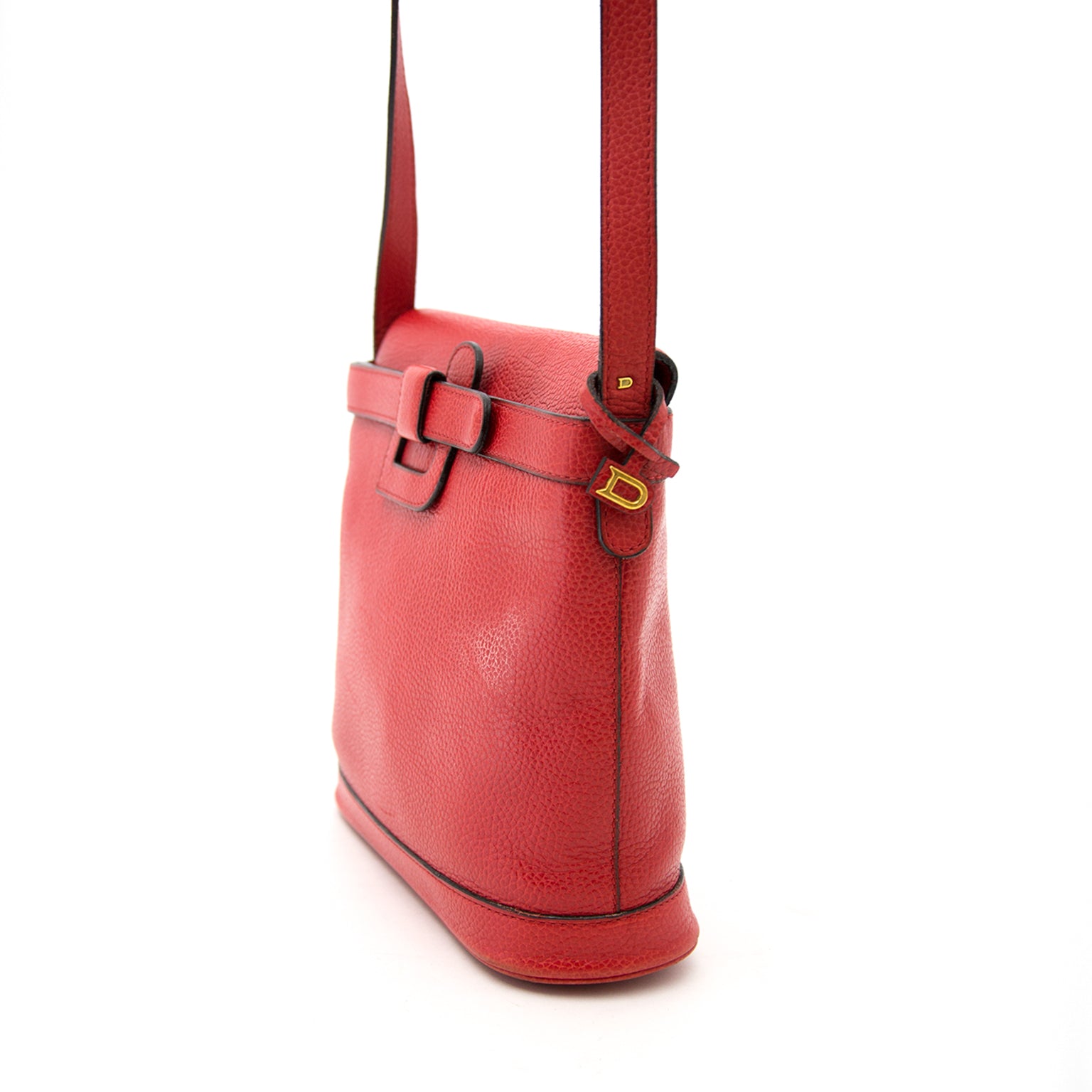 Tweedehands originele Delvaux Red Leather Cross Body Bag in mooie staat te koop