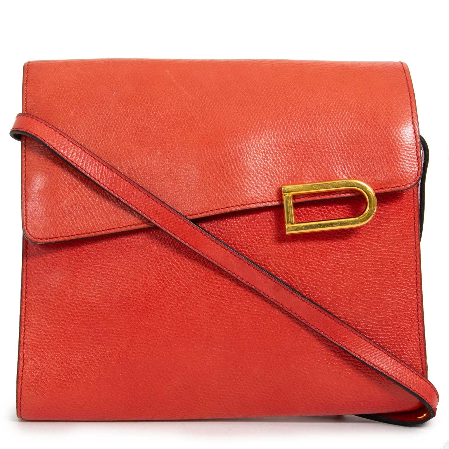 delvaux red leather crossbody bag now for sale at labellov vintage fashion webshop belgium