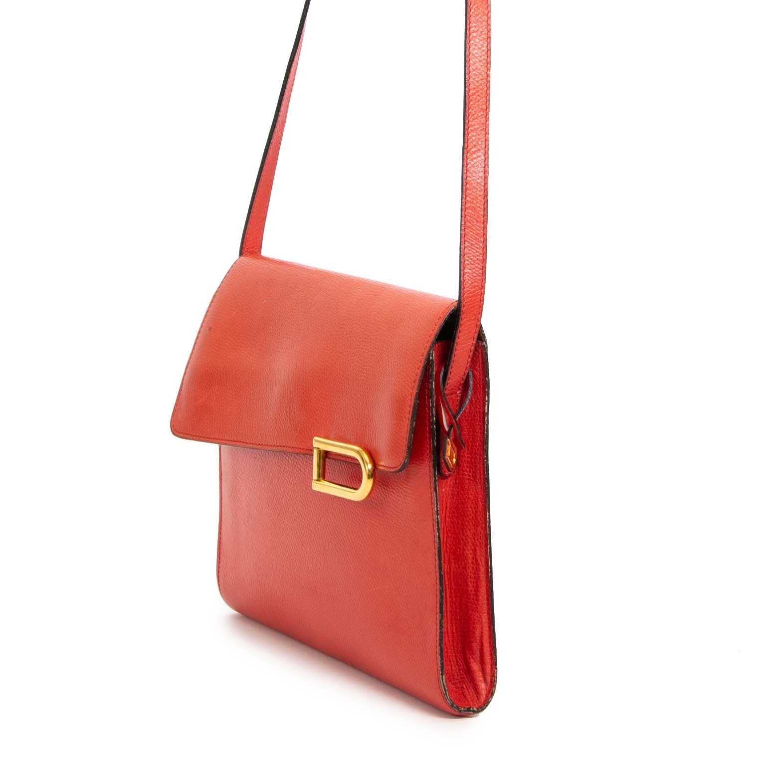 delvaux red leather crossbody bag now for sale at labellov vintage fashion webshop belgium