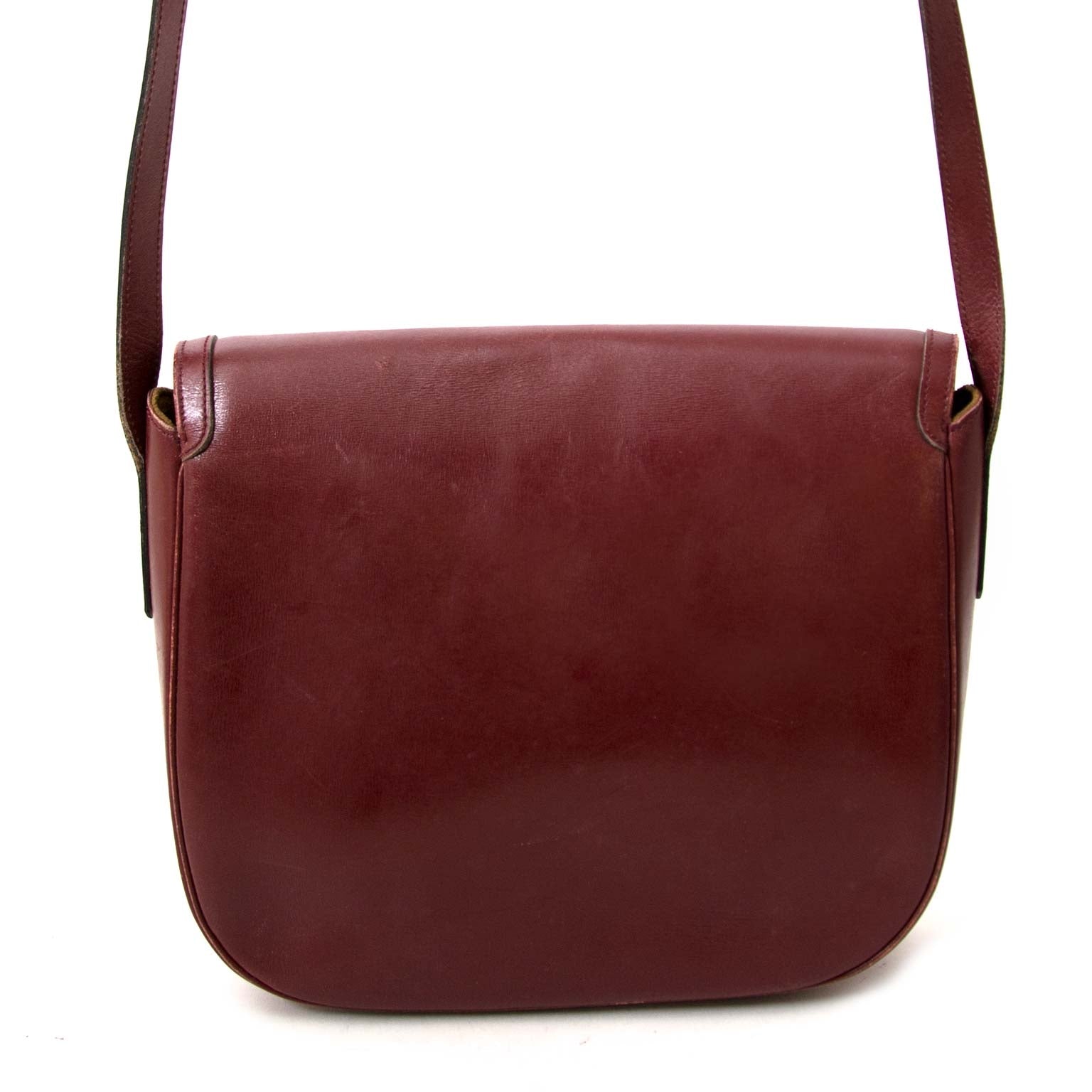 Delvaux Bordeaux Leather Crossbody Bag koop onine tegen de beste prijs jou tweedehands