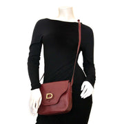 koop veilig online tweedehands Delvaux Bordeaux Leather Crossbody Bag