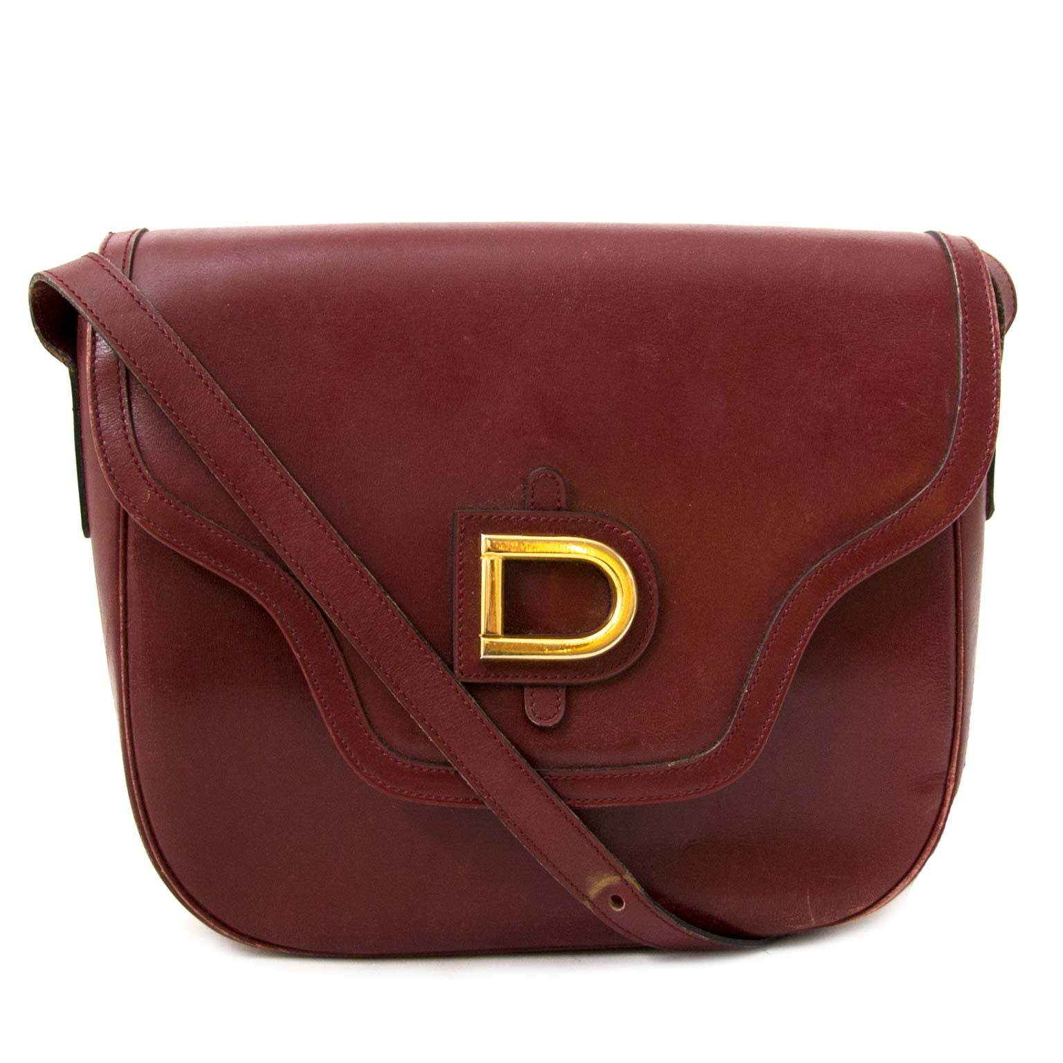 Delvaux Bordeaux Leather Crossbody Bag acheter seconde main pour le meilleur prix