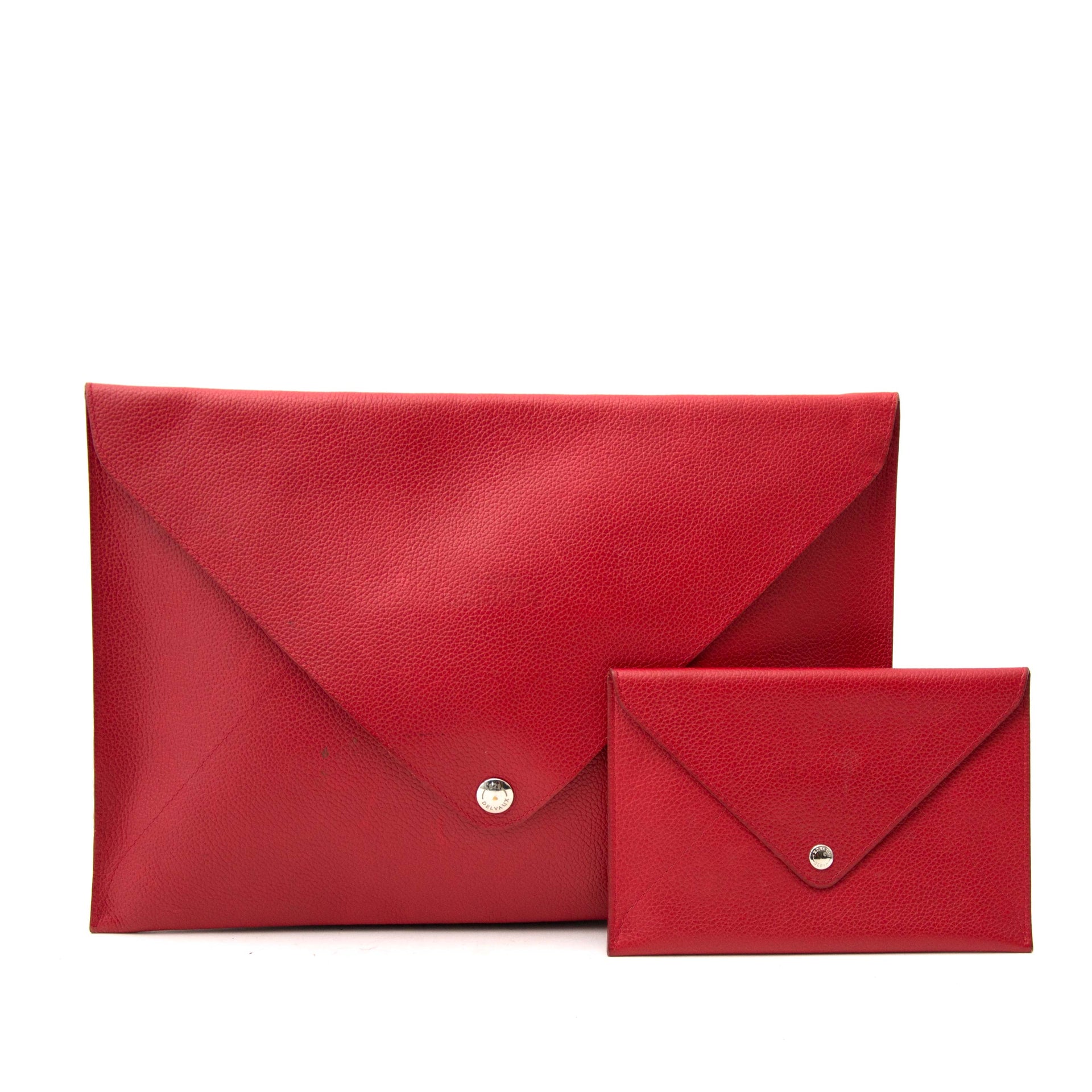 tweedehands Delvaux Red Enveloppe Clutch nu online op labellov.com