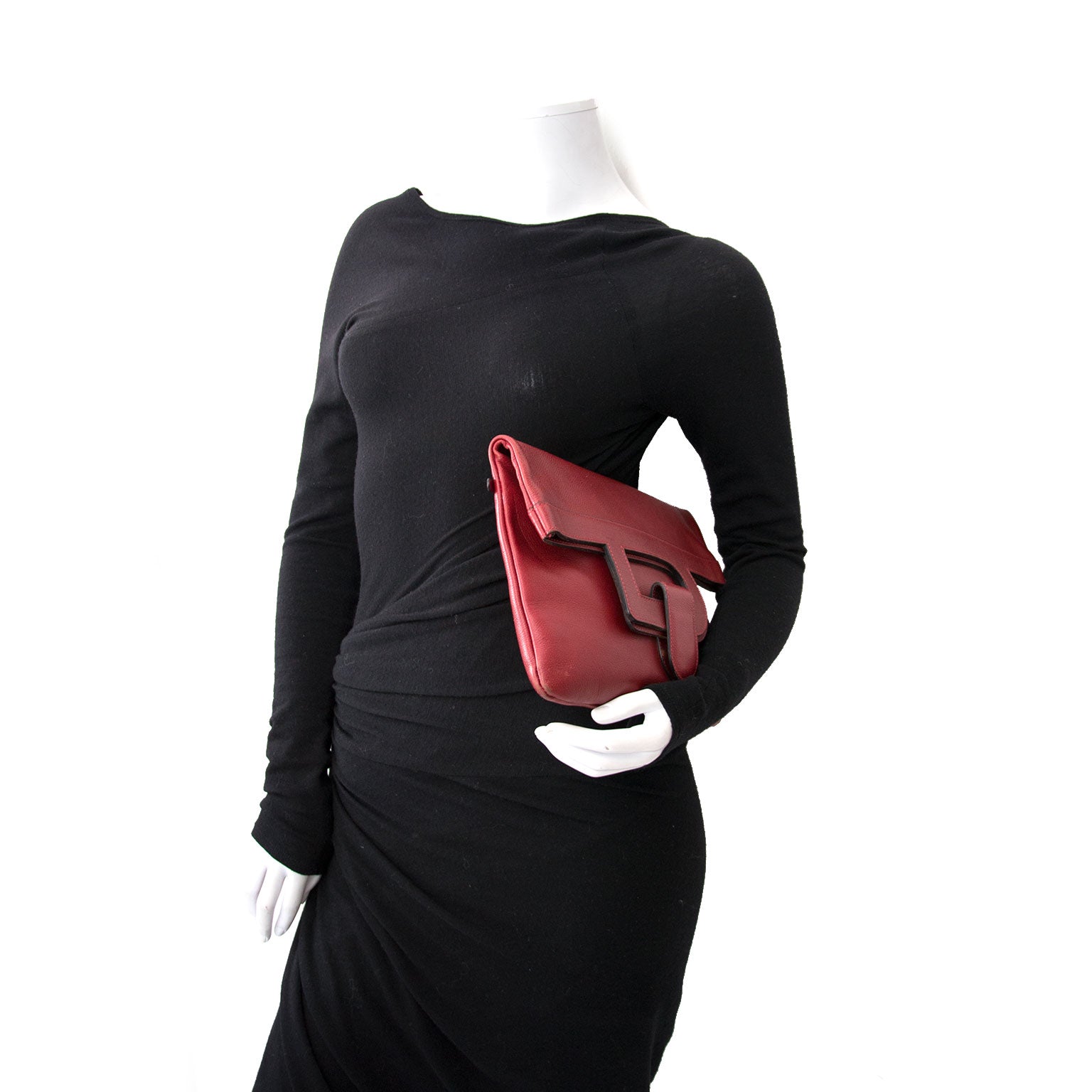 Achetez Bordeaux Rouge Fold Over Clutch/Top handle Bag en ligne chez Labellov.com