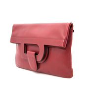 Shop Delvaux Bordeaux Red Fold Over Clutch/Top Handle Bag for sale at Labellov.com