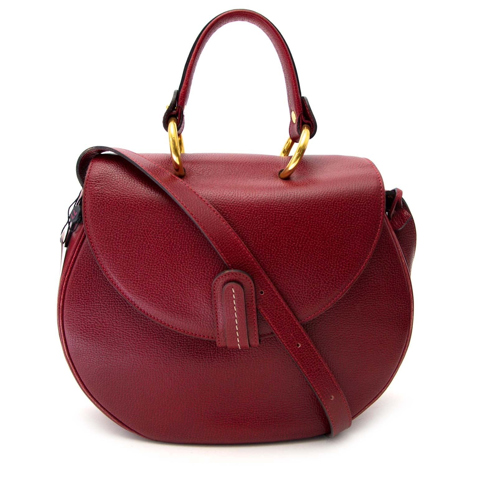 Sac rond en cuir rouge Delvaux