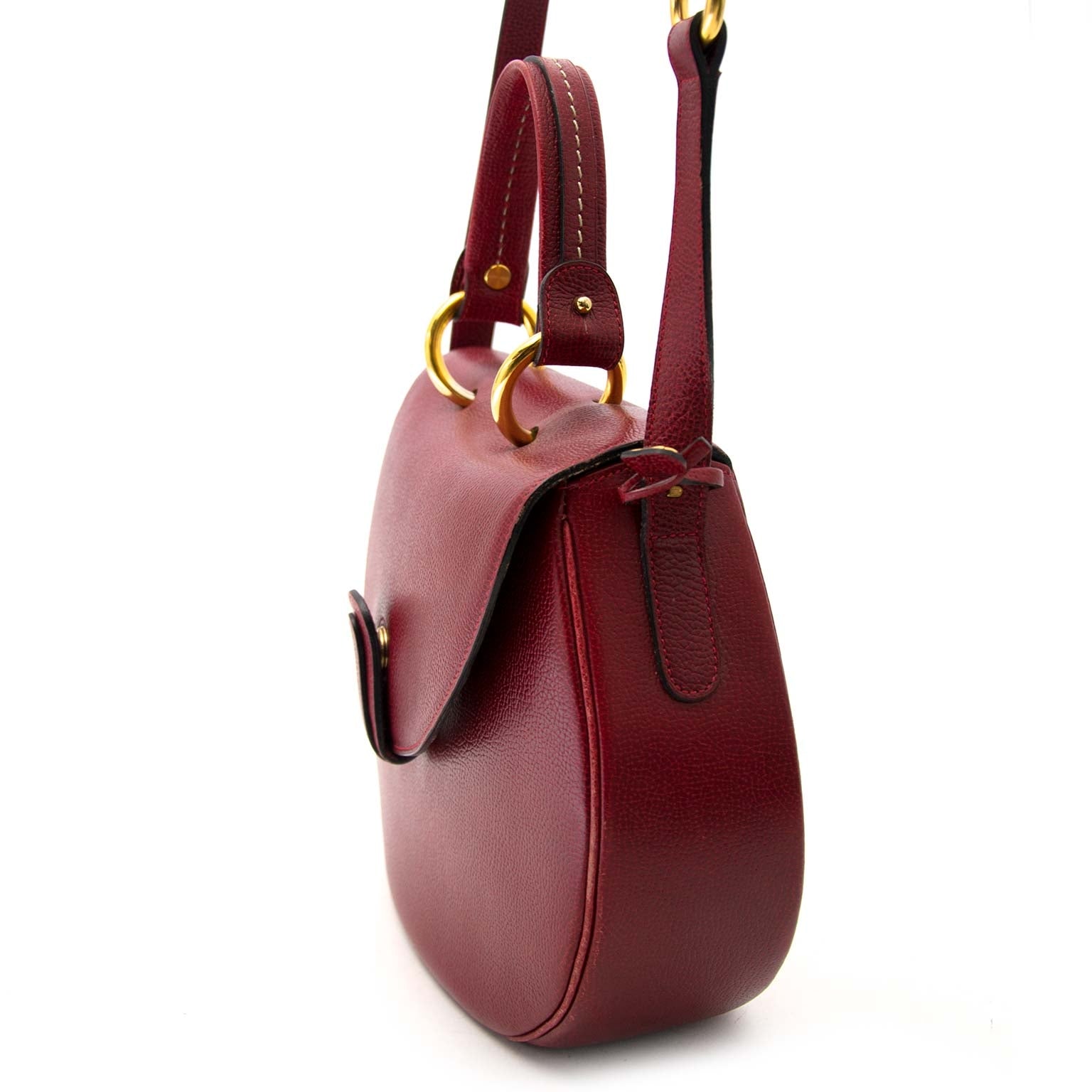 Sac rond en cuir rouge Delvaux