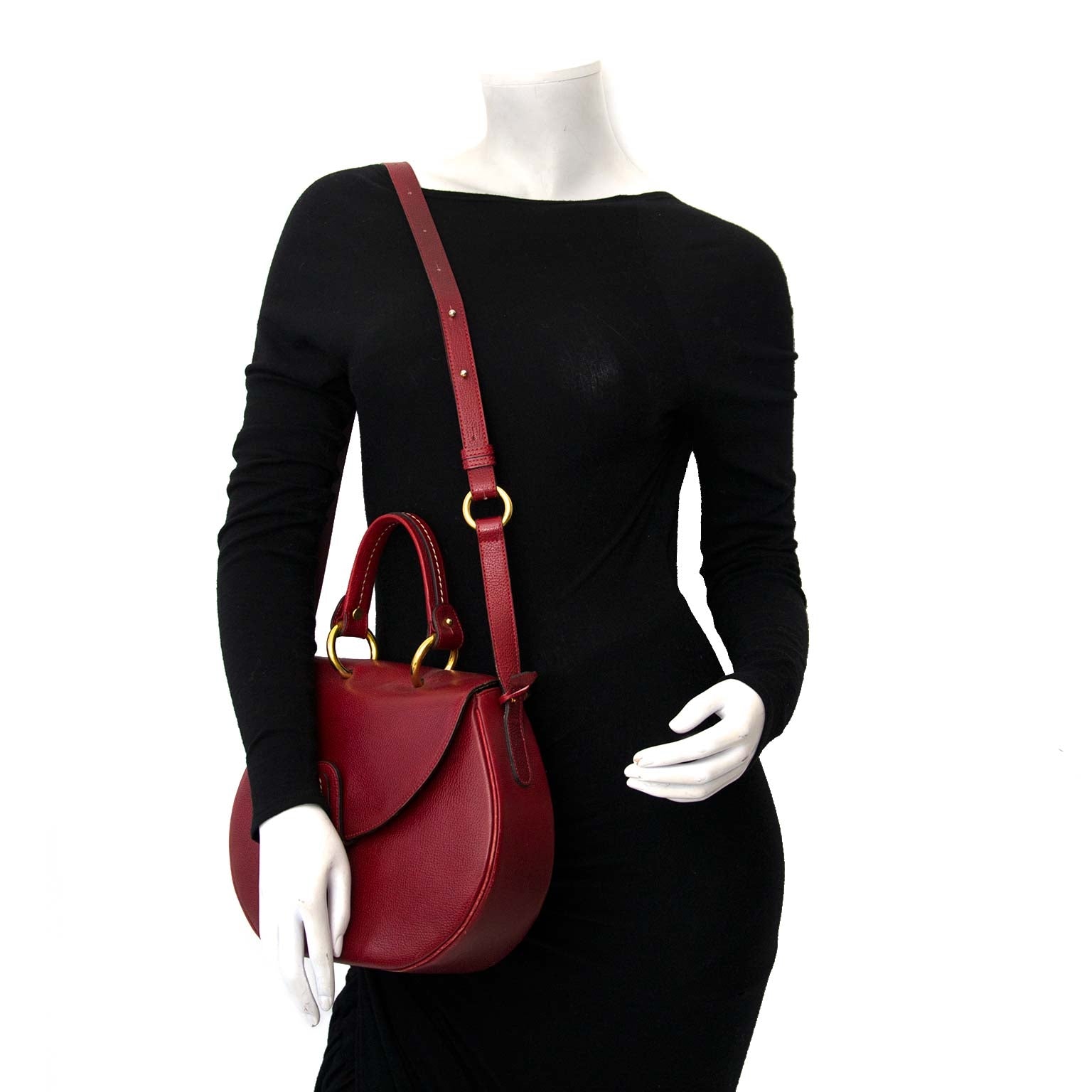 Sac rond en cuir rouge Delvaux