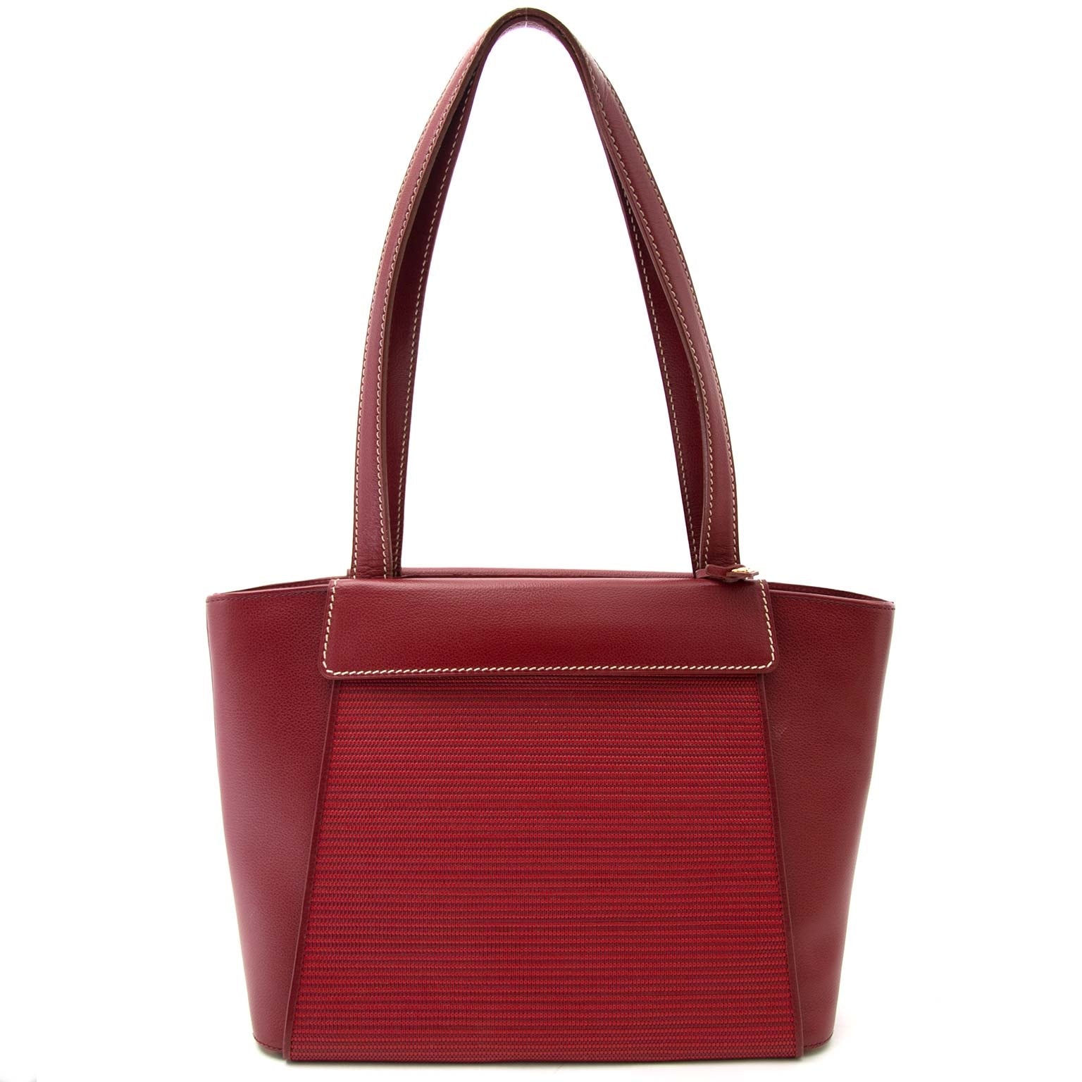 acheter en ligne seconde main Delvaux Bordeaux Toile De Cuire Shoulder Bag