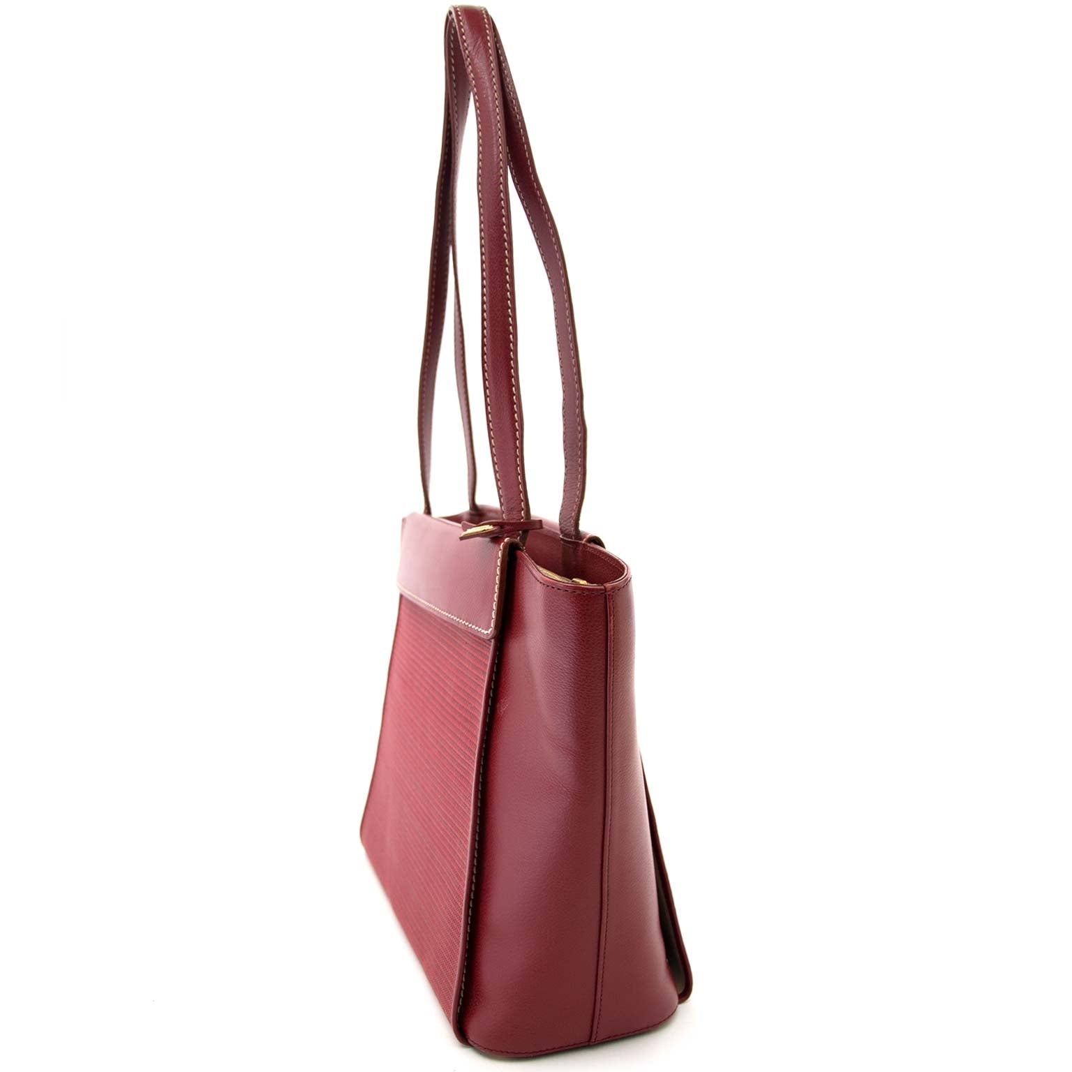Delvaux Bordeaux Toile De Cuire Shoulder Bag