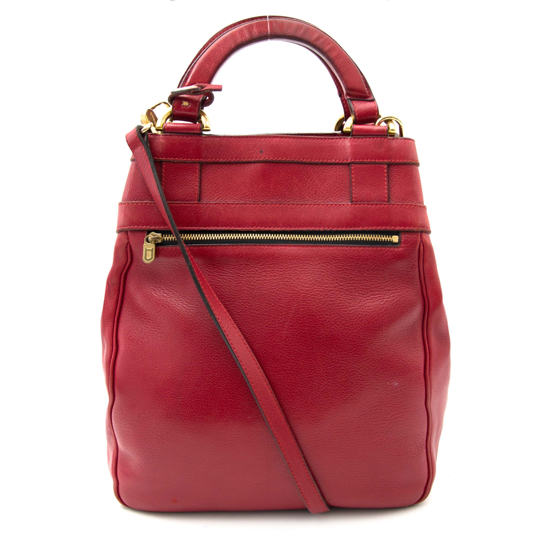 Delvaux Dark Red Top Handle Bag + strap