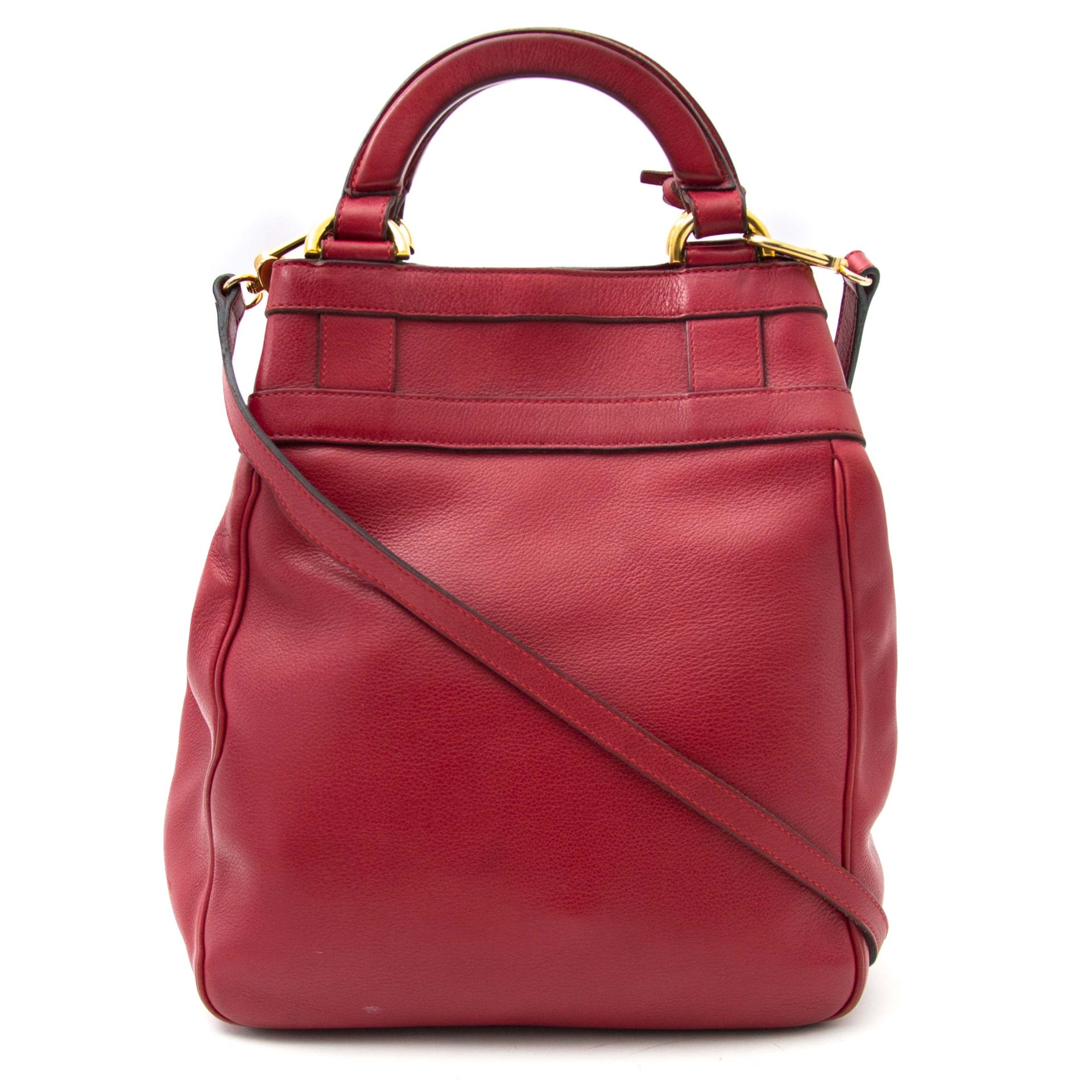 Delvaux Dark Red Top Handle Bag + strap