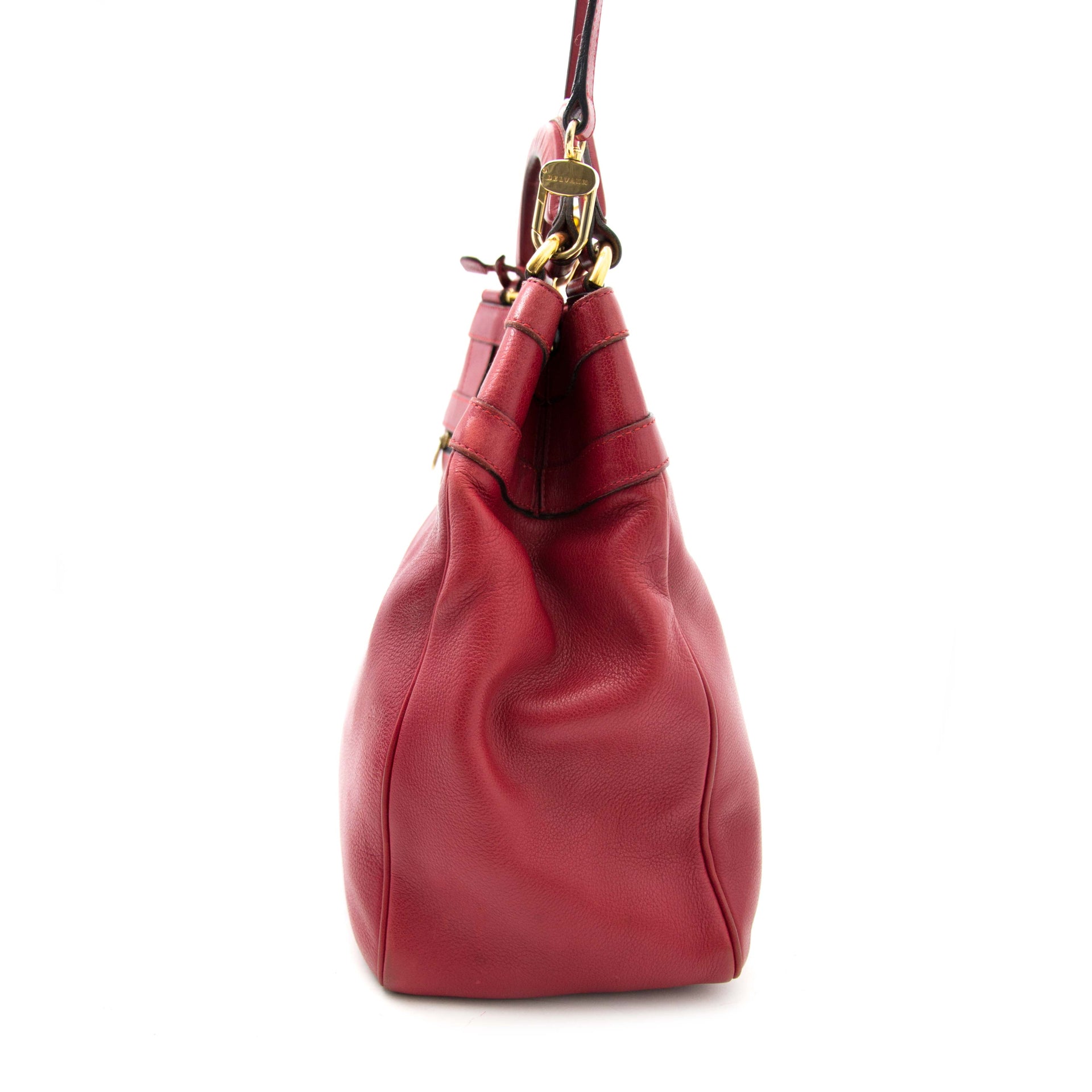 Delvaux Dark Red Top Handle Bag + strap