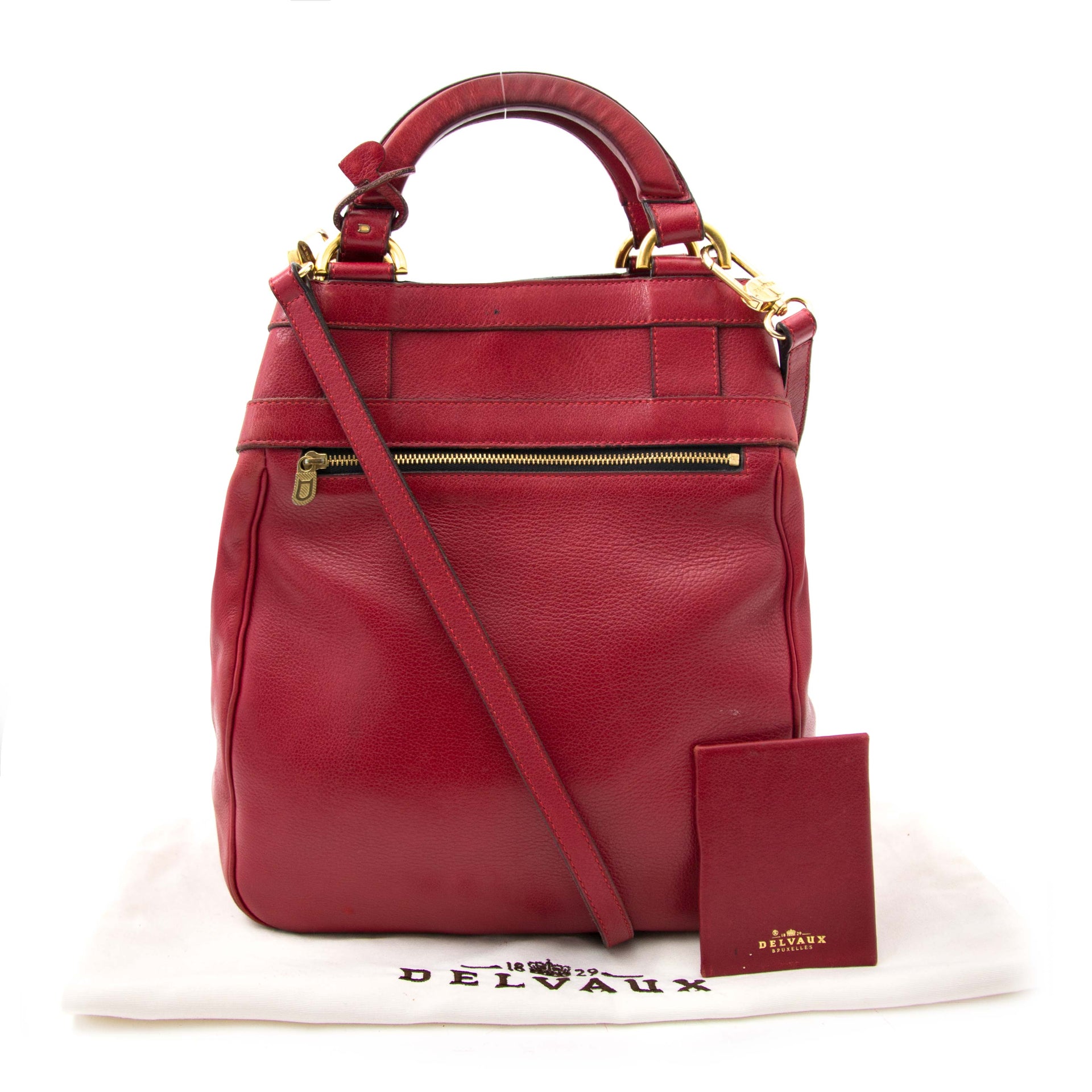 Delvaux Dark Red Top Handle Bag + strap