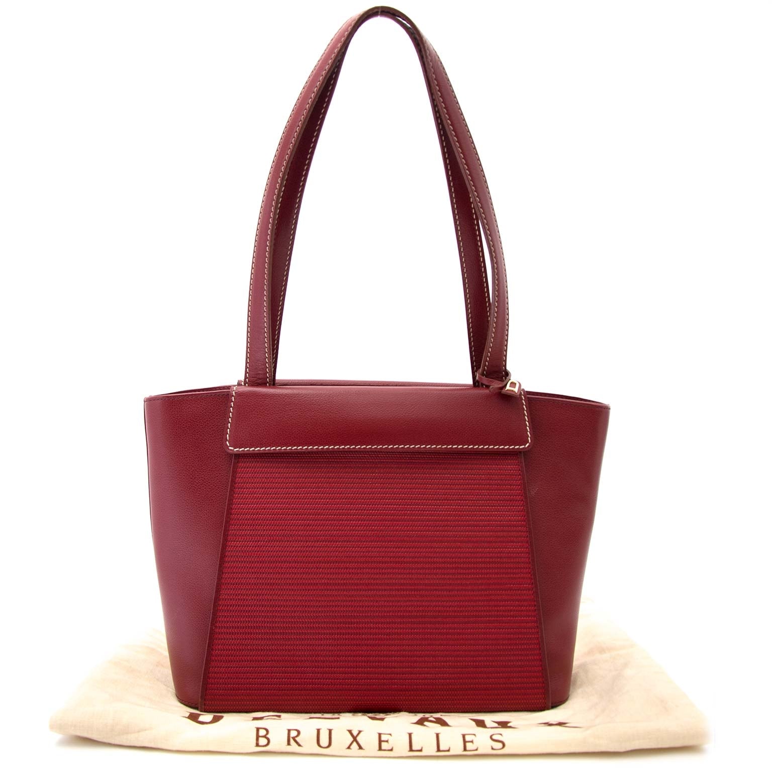 shop safe online secondhand Delvaux Bordeaux Toile De Cuire Shoulder Bag